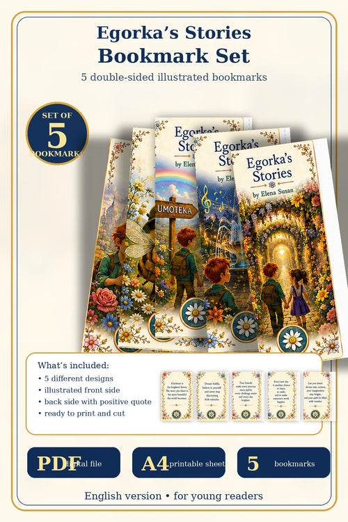 Egorka's Stories Bookmarks Collection (5 Designs) | Illustrated Bookmarks with Inspiring Quotes